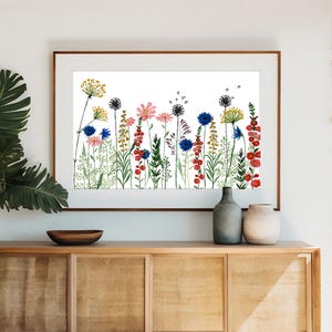 Horizontal digital print download wildflower printable wall art abstract downloadable art prints flowers watercolor print farmhouse decor