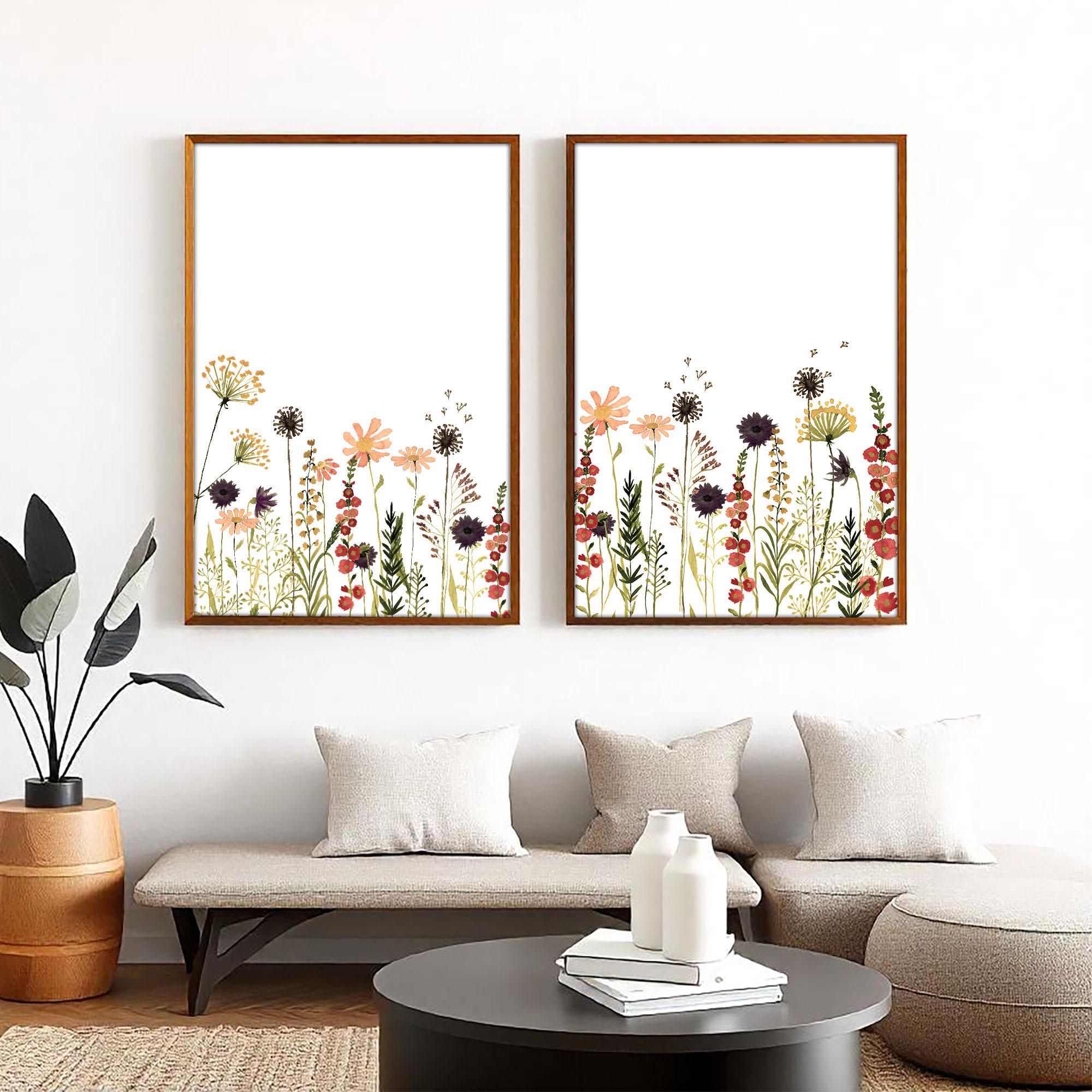 Wildflower Watercolor Print Set: Botanical Floral Wall Art (digital ...