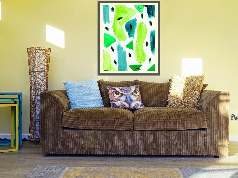 Green Abstract Art Teal Wall Art Green Watercolor Print Etsy