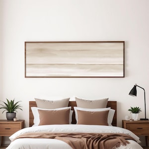 Neutral Abstract Watercolor Print: Long Horizontal Bedroom Wall Art ...