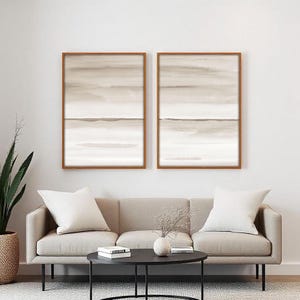 Minimalist wall art set of 2 neutral landscape paintings neutral printable wall art abstract watercolor print wall prints posters digital