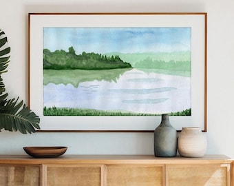 Wall art living room nature, summer landscape painting, mothers day gift printable art, watercolor print landscape, downloadable art prints