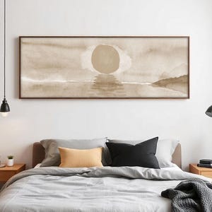 Neutral Sunset Panoramic Print: Minimalist Bedroom Wall Art (Digital Download