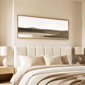 Large Horizontal Wall Art Printable Panoramic Print, Long Narrow Neutral Abstract Landscape Digital Download
