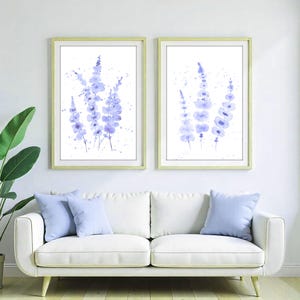 Stampe da parete con fiori blu, download digitale, stampe da parete botaniche blu, stampe da parete con fiori selvatici, stampe da parete con acquerelli floreali.