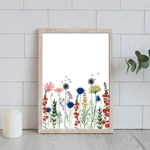 Botanical wall art floral print wildflowers printable wall art digital download watercolor print flower downloadable art digital prints