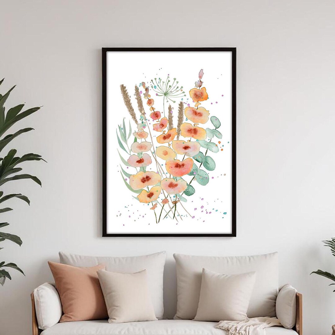 Wildflower Bouquet Print Flower Wall Art Floral Print Download Digital ...