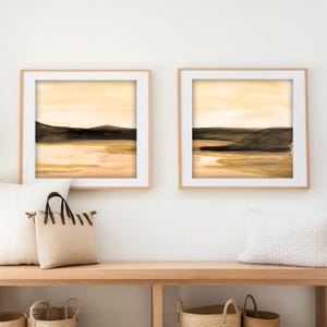 Neutral Abstract Landscape Art Print Set: Watercolor Wall Decor (Digital Download)