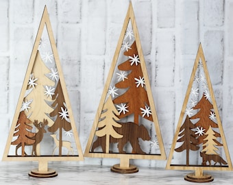 Wooden Christmas trees, Rustic farmhouse decor, modern farmhouse, Christmas decor, Mantle decor, Wooden trees