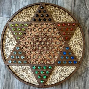 Handcrafted Wooden Chinese Checkers Board: Heirloom Family Game