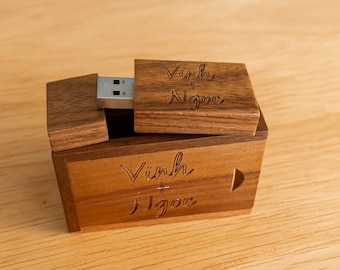 Engraved Wooden USB Box - Weddings, Birthdays, Engagements, and Graduations