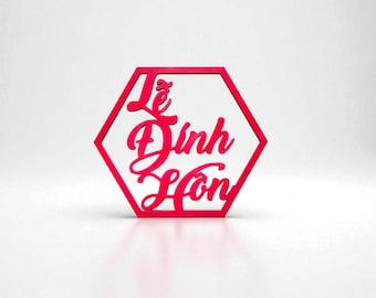 Laser Engraved Vietnamese Tea Ceremony Sign: Le Dinh Hon Wooden Entrance Decor