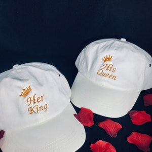 Her King and His Queen with CROWN Embroidered Dad Hats | Couples Hat | Anniversary | Engagement | Marriage