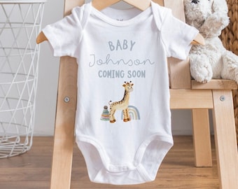 Schwangerschaftsankündigungs-Babybody, Geburtsdatum Baby-Strampler, personalisierter Baby-Bodysuit, Benutzerdefinierter Baby-Bodysuit, Schwangerschaftsankündigung