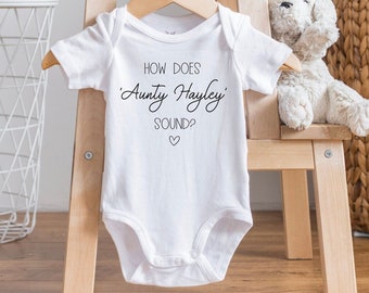 How Does Aunty Sound? Baby Bodysuit, Pregnancy announcement, Baby shower gift, Aunty, niece, nephew, gift, Personalised baby