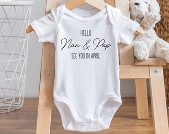 Pregnancy announcement baby bodysuit, grandparents, Nan & Pop, Personalised baby bodysuit, Custom baby bodysuit, Pregnancy Announcement