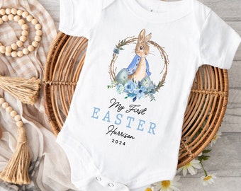 My First Easter baby bodysuit, Easter baby romper, Peter Rabbit Easter, Custom bodysuit, Personalised Easter outfit, Babies First Easter