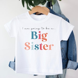 Big Sister T-Shirt, Big Sister Boho T-Shirt, Promoted To Big Sister, Personalised T-shirt, Pregnancy announcement, Sibling Keepsake Gift