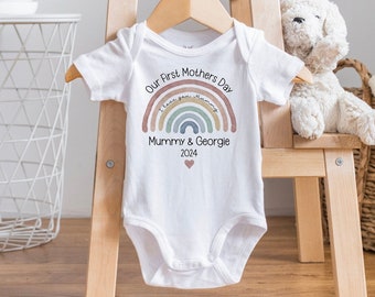 Our First Mother's Day baby bodysuit, Mummy & Me baby romper, First Mother's Day, Custom bodysuit, Personalised Mother's Day, Gift For Mum