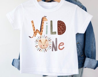 Wild One T-Shirt, Birthday Tee, One T-shirt, First Birthday, Birthday Gift, One Gift, My First, I am One Shirt, Wild one safari animals