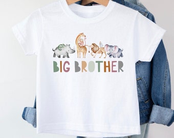 Big Brother T-Shirt, Big Brother Safari Animals T-Shirt, Big Brother Top, Pregnancy announcement, Sibling Keepsake, Sibling Top