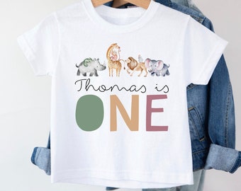 Personalised First Birthday T-Shirt, Birthday Tee, One T-shirt, Birthday Gift, Kids Birthday Keepsake, Safari Birthday, Birthday Clothing