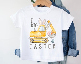 I Dig Easter T-Shirt, Easter Tee, Construction T-shirt, Excavator T-shirt, Personalised  T-shirt, Easter outfit