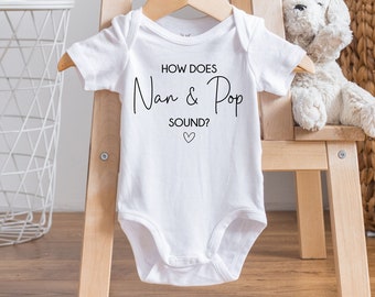 Pregnancy announcement baby bodysuit, grandparents, Nan & Pop, Personalised baby bodysuit, Custom baby bodysuit, Pregnancy Announcement