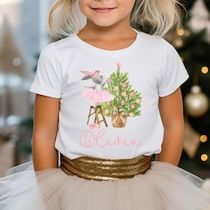 Christmas Bunny T-Shirt, Girls T-Shirt, kids xmas t-shirt, Christmas outfit, Christmas T-shirt, Christmas gift, Personalised Christmas Top