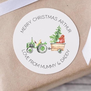 Custom Printed Christmas gift label, Tractor Christmas sticker, Christmas stickers, xmas present tags, Personalised stickers