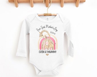 Our First Mother's Day baby bodysuit, Mummy & Me baby romper, My First Mother's Day, Long Sleeve baby bodysuit, Personalised Mother's Day