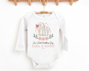 Our First Mother's Day baby bodysuit, Mummy & Me baby romper, Long Sleeve baby bodysuit, Personalised Mothers Day, First Mothers Day Gift