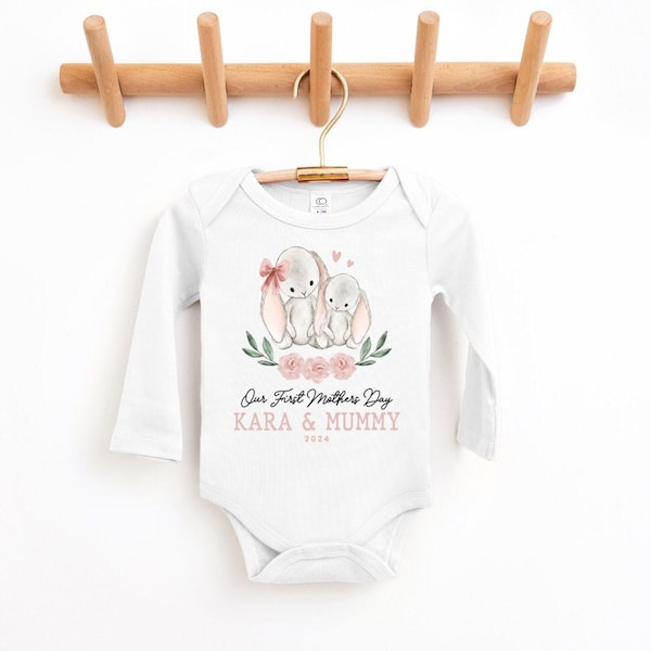 Our First Mother's Day baby bodysuit, Mummy & Me baby romper, Long Sleeve baby bodysuit, Personalised Mothers Day, First Mothers Day Gift
