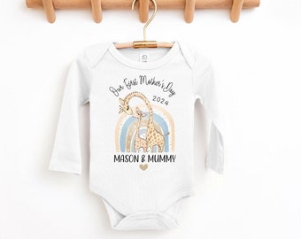 Our First Mother's Day baby bodysuit, Mummy & Me baby romper, My First Mother's Day, Long Sleeve baby bodysuit, Personalised Mother's Day