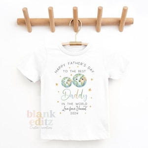 パーソナライズされた父の日Tシャツ、世界一のパパ、パパ大好きTシャツ、父の日のギフト、幼児用Tシャツ、お父さんへのギフト