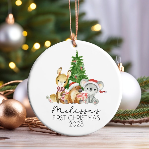 Australian animals ceramic ornament, Personalised ornament, Christmas ornament, keepsake, First Christmas, Christmas gift, tree decoration