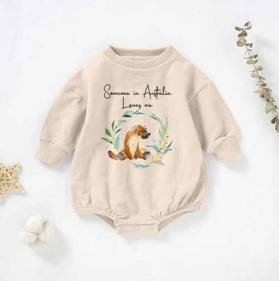 Long Sleeve Baby Romper Sweater, Someone in Australia Loves Me