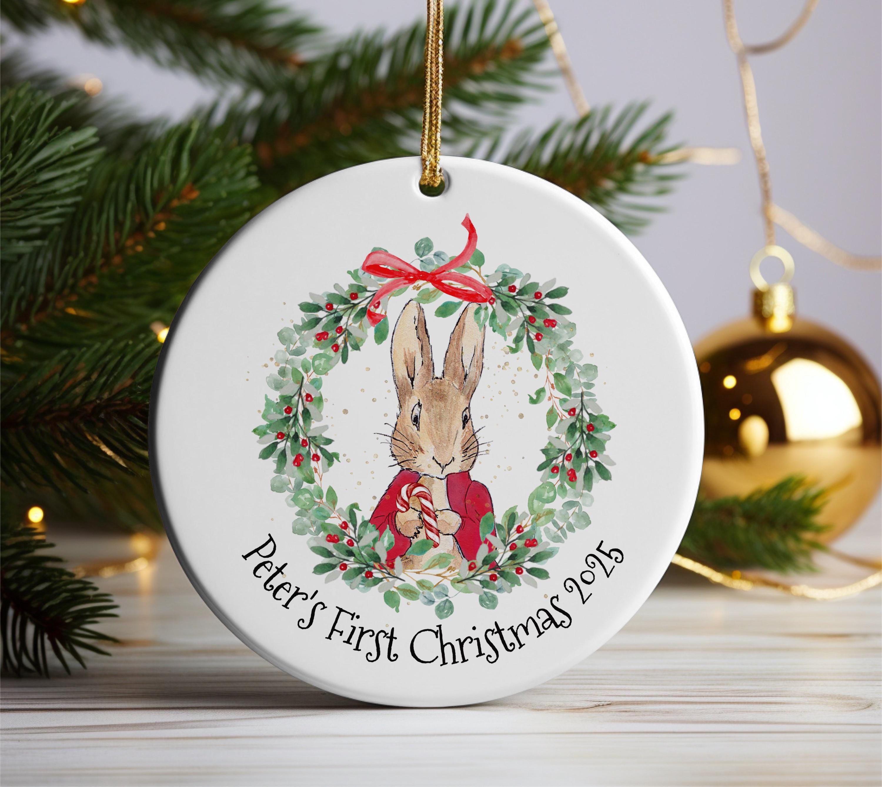 ピーターラビットのセラミッククリスマスオーナメント、パーソナライズ