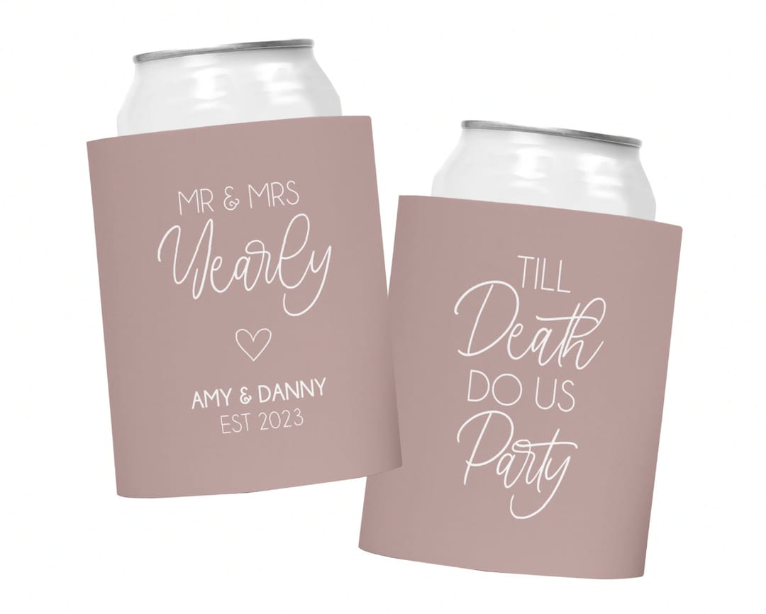 Wedding Stubby Holder, 5mm Neoprene, Wedding Stubby Cooler With Base, Handmade & Printed in