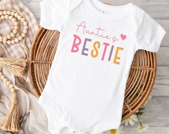 Aunties Bestie Baby bodysuit, Aunt Pregnancy announcement bodysuit, Baby Shower gift, Custom Bodysuit, Aunty Gift, Aunties gift, baby Gift