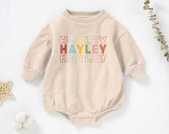 Long Sleeve Baby Romper Sweater, Sweater Bubble Bodysuit, Custom baby bodysuit, Personalised name, Baby Gift, Baby Keepsake