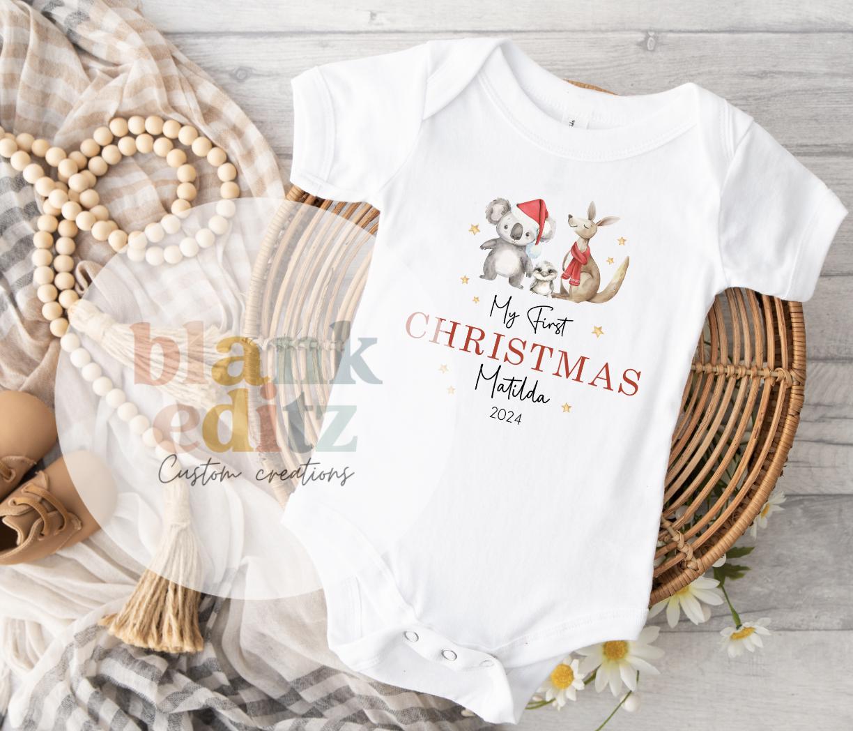 Baby's first christmas onesie personalized sale