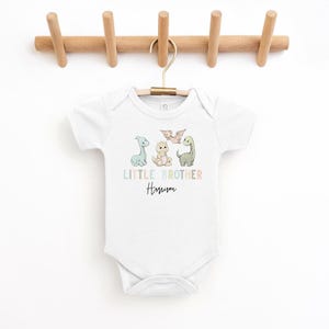 Little Brother Baby Bodysuit, Siblings matching Dinosaur T-Shirt, baby romper, Pregnancy announcement, Little Brother T-Shirt