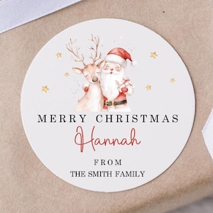 Custom Printed Christmas gift label, Santa Christmas sticker, Envelope seals, Christmas stickers, xmas present tags, Personalised stickers