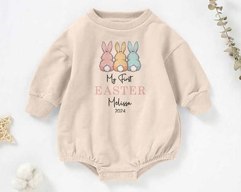 Long Sleeve Baby Romper Sweater, Sweater Bubble Bodysuit, Custom baby bodysuit, My first Easter, Easter Gift, Baby Gift