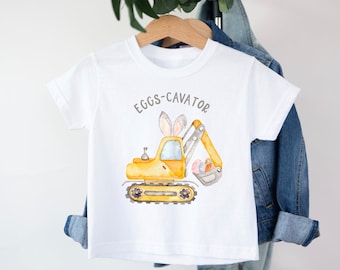 Eggs-cavator easter T-Shirt, Easter Tee, Construction T-shirt, Excavator T-shirt, Personalised  T-shirt, Easter outfit