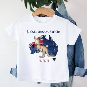 Australien T-Shirt, Australia Day Kinder T-Shirt, Australien Karte, Aussie Tiere Känguru, Aussie Aussie Aussie oi oi oi, Australiana Geschenk