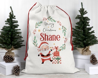Personalised Santa sack, Santa Christmas Sack, Christmas Keepsake, Christmas decor, Christmas bag, Drawstring Bag, Traditional Sack