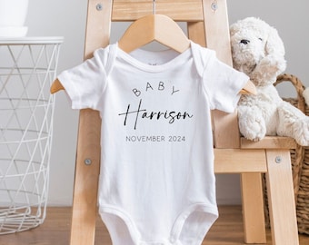 Baby Personalised Bodysuit, Pregnancy Announcement, Coming Soon Baby Bodysuit, Personalised Baby Name Bodysuit, New Baby Gift, Baby Shower