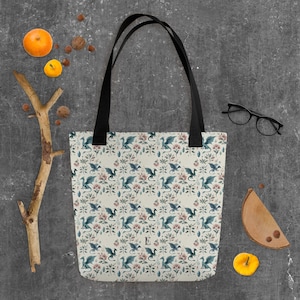 Dragon Tote Bag Fantasy Floral Design Durable Witchy Aesthetic Bag for Dragon Lovers Women Gift Reusable Grocery or Everyday Tote